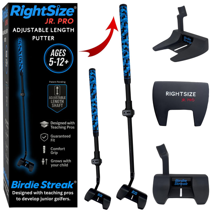 Birdie Streak RightSize Jr. Pro Premium Adjustable Putter – Blue Pixel