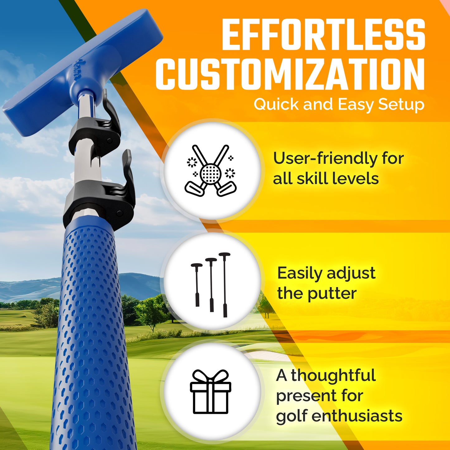 RightSize Kids Putter with Adjustable Length Shaft, Blue Rubber (27ct Case)