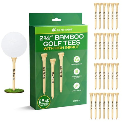 High Strength Wood "Go for it" Golf Tees 3.25" and 2.75" (15+15=30ct Case) Wholesale