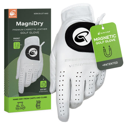 Men's Golf Glove Left Hand with Magnetic Strap, Cabretta Leather with Durable Elastic Wristband, Dry & Fresh Between Shots, Comfortable and Durable Design