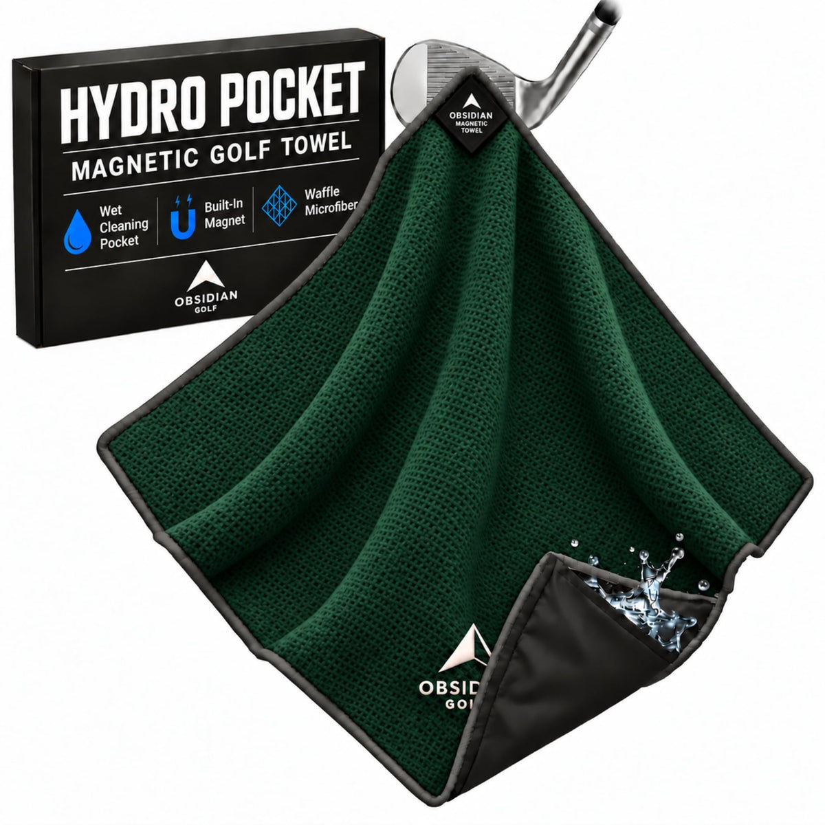 Hydro Pocket Magnetic Golf Towel – Forest Green