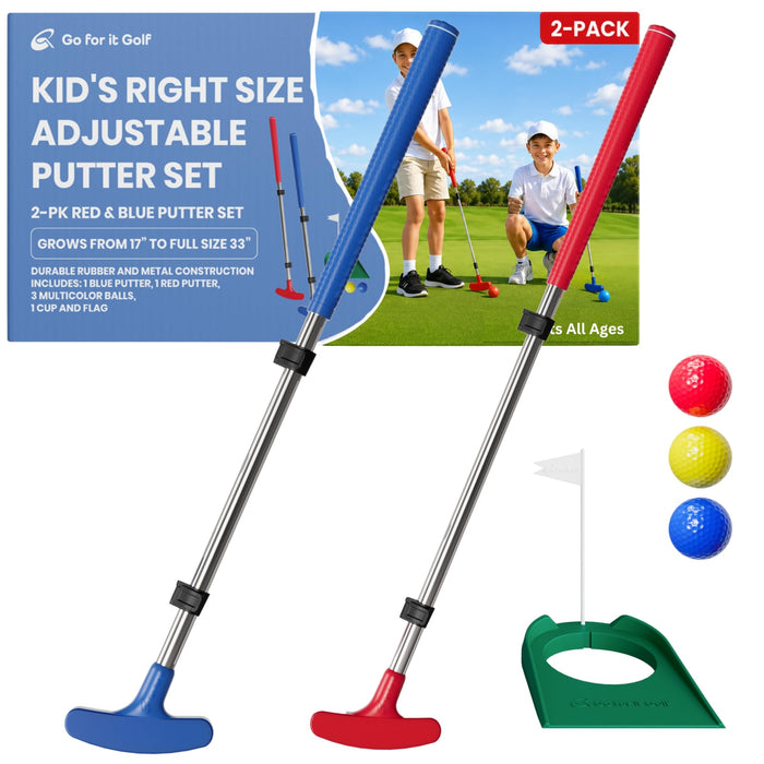 Adjustable Kids Golf Putter 2-Pack – Blue & Red