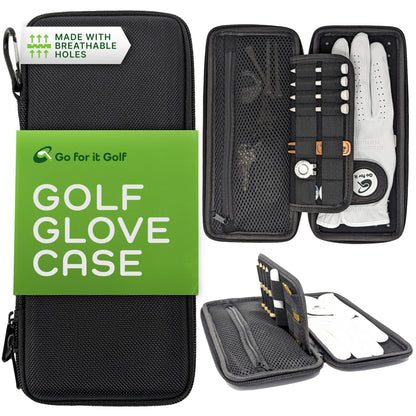 Glove Case for a Wrinkle Free Glove - Golf Case with Magnetic Glove Holder - Organizer for Golf Divot Tool and Golf Accessories for Men & Women - Key Holder Case