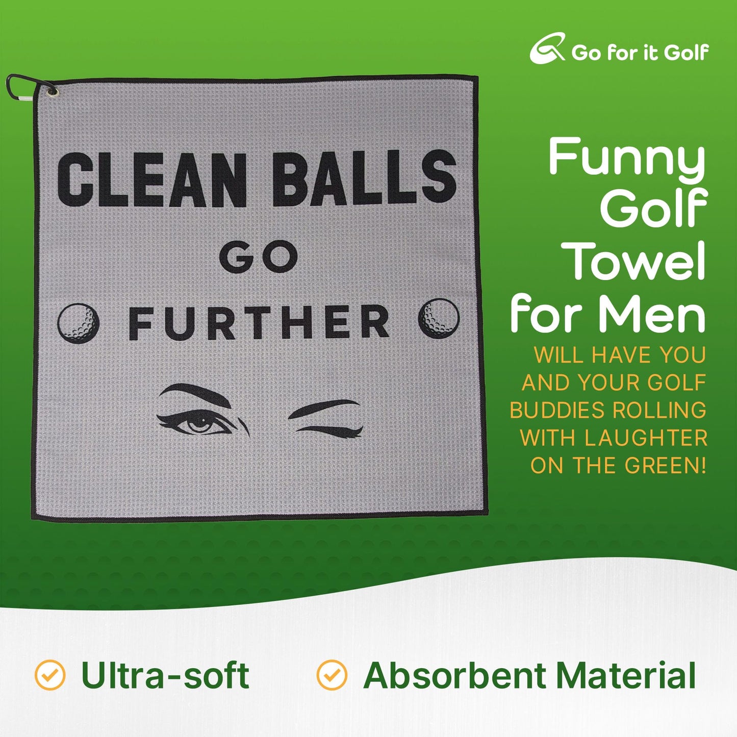 Golf Towel - Funny Golf Towel for Men, Golf Towel for Golf Bag, Golf Ball Towel, Golfers Accessories, Golf Club Cleaner for Golf Lovers - 19"x19" (Grey)