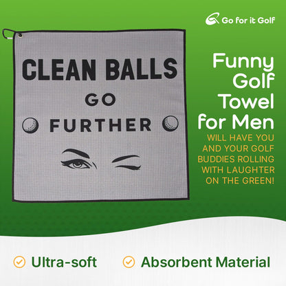 Golf Towel - Funny Golf Towel for Men, Golf Towel for Golf Bag, Golf Ball Towel, Golfers Accessories, Golf Club Cleaner for Golf Lovers - 19"x19" (Grey)