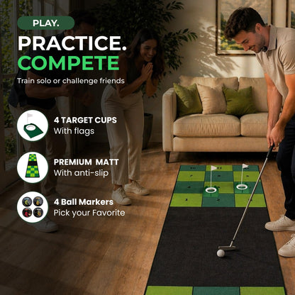 Obsidian Golf Indoor Putting Mat with 4 Cups – image 2