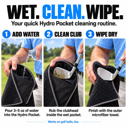 Hydro Pocket Magnetic Golf Towel – Obsidian Black – image 3