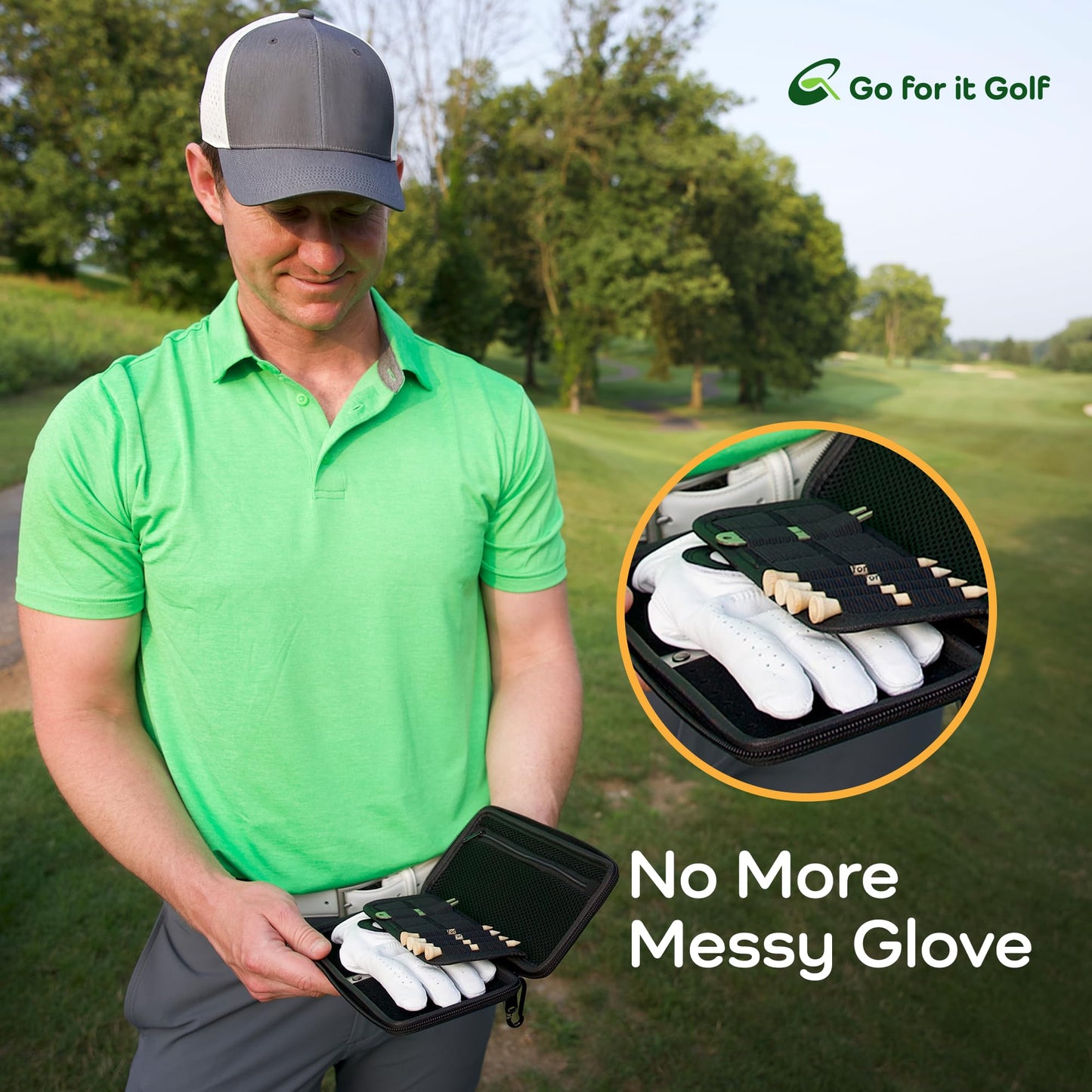 Glove Case for a Wrinkle Free Glove - Golf Case with Magnetic Glove Holder - Organizer for Golf Divot Tool and Golf Accessories for Men & Women - Key Holder Case