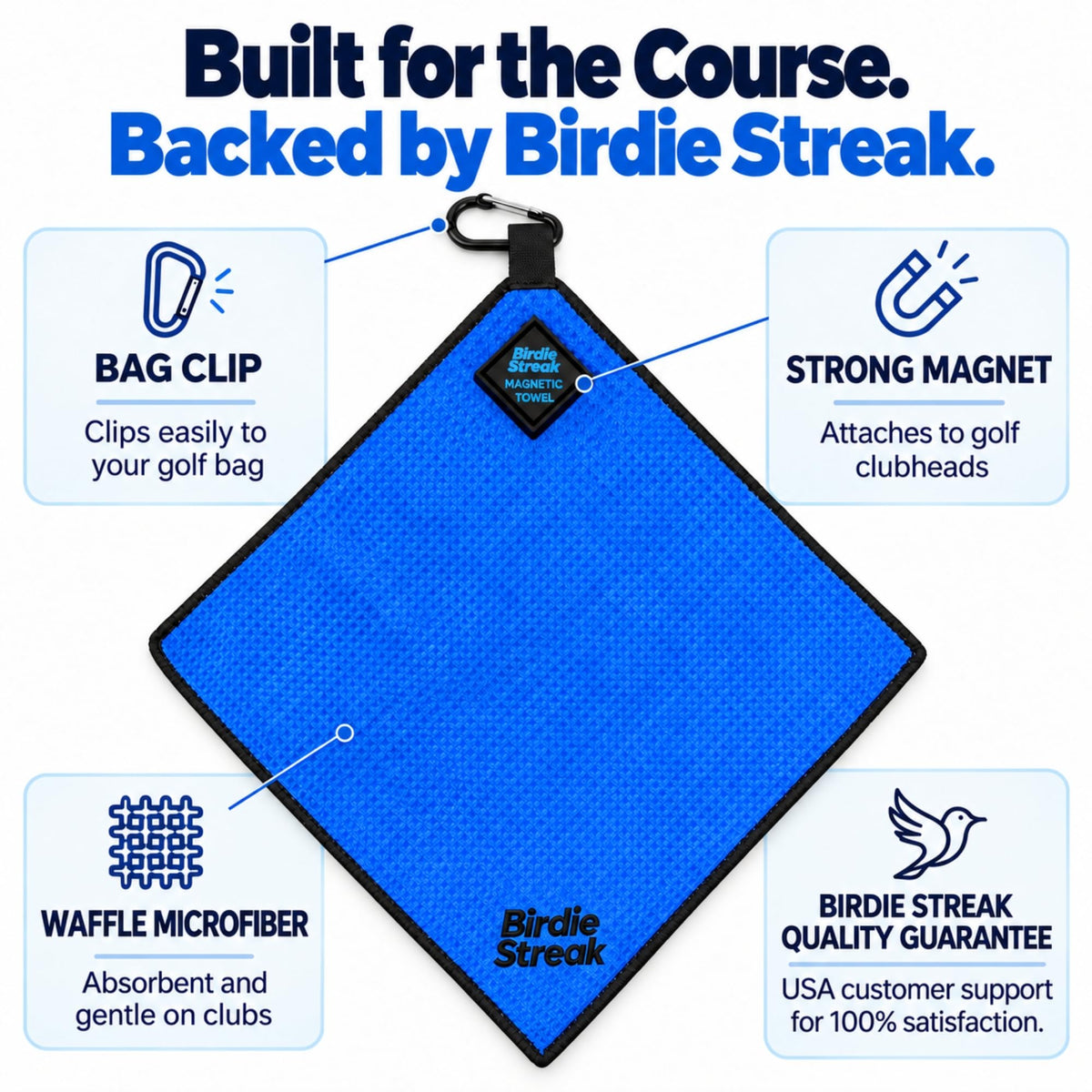 Birdie Streak Junior Magnetic Golf Towel – Blue – image 3
