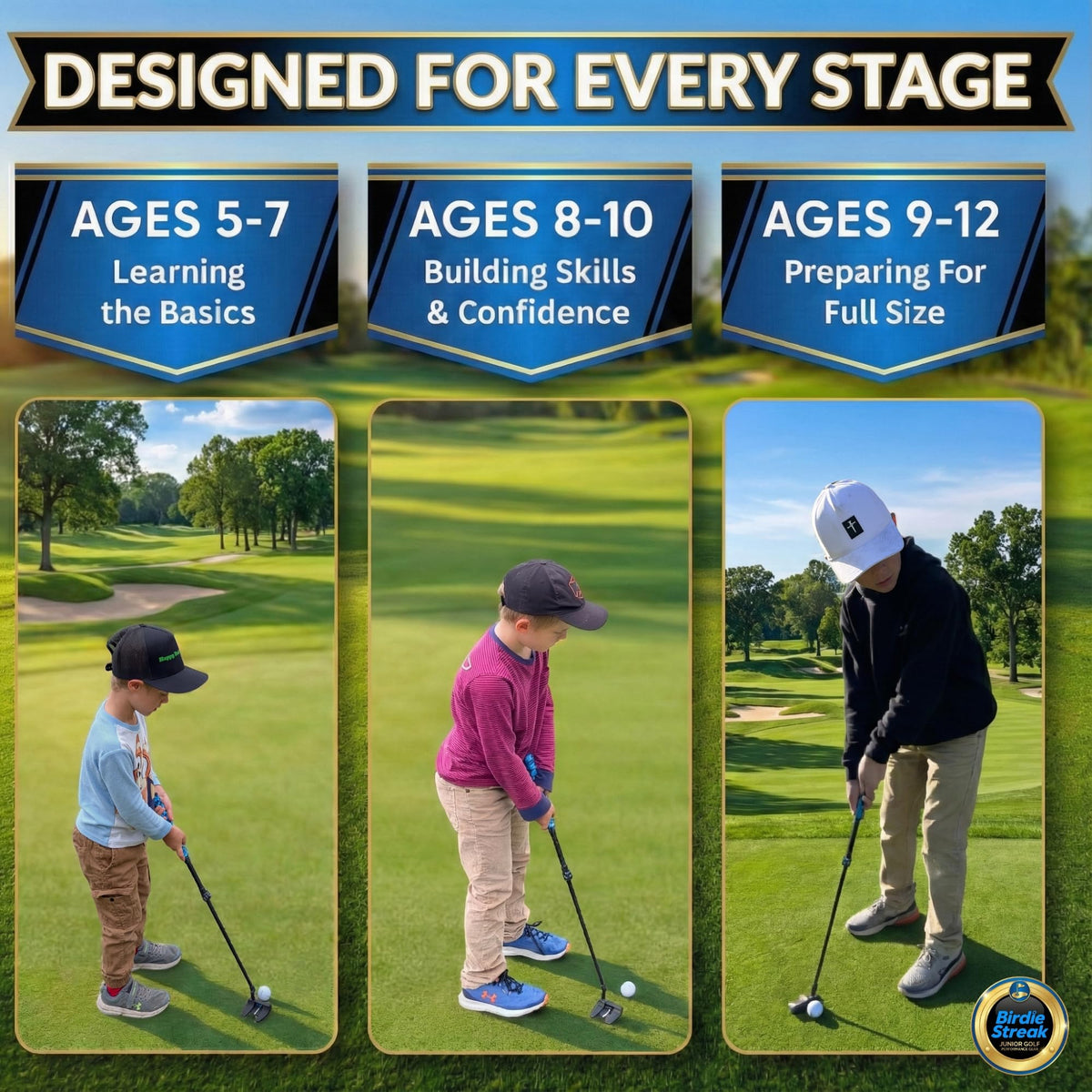 Birdie Streak Adjustable Junior Golf Club Set – Right-Handed, Ages 5–12 – image 3