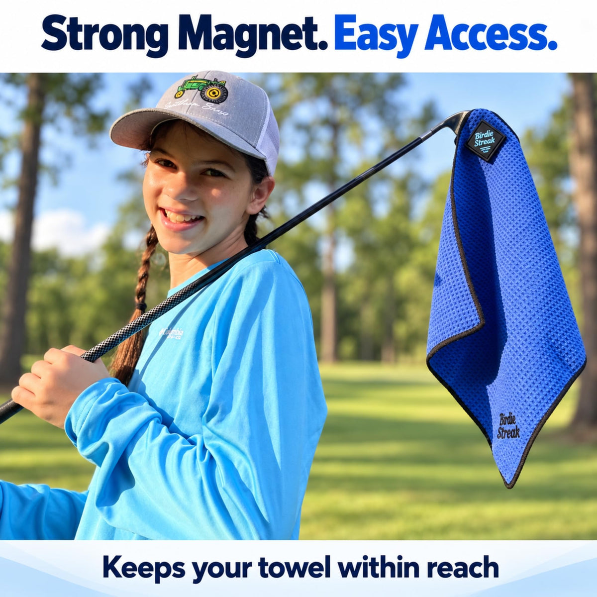 Birdie Streak Junior Magnetic Golf Towel – Blue – image 2