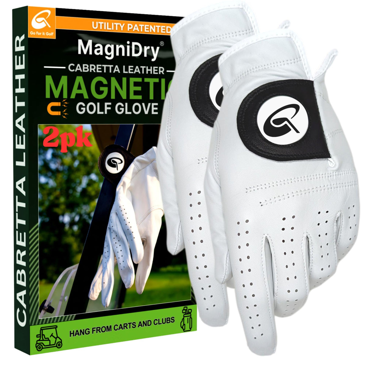MagniDry Men’s Left-Hand Cabretta Golf Glove – 2-Pack – M/L