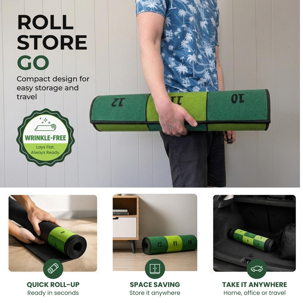 Obsidian Golf Indoor Putting Mat with 4 Cups – image 3