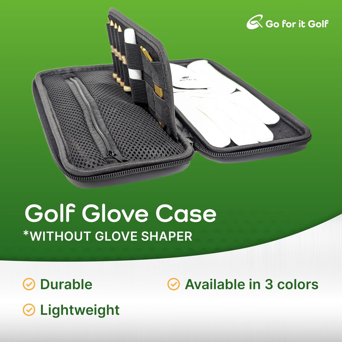 Glove Case for a Wrinkle Free Glove - Golf Case with Magnetic Glove Holder - Organizer for Golf Divot Tool and Golf Accessories for Men & Women - Key Holder Case