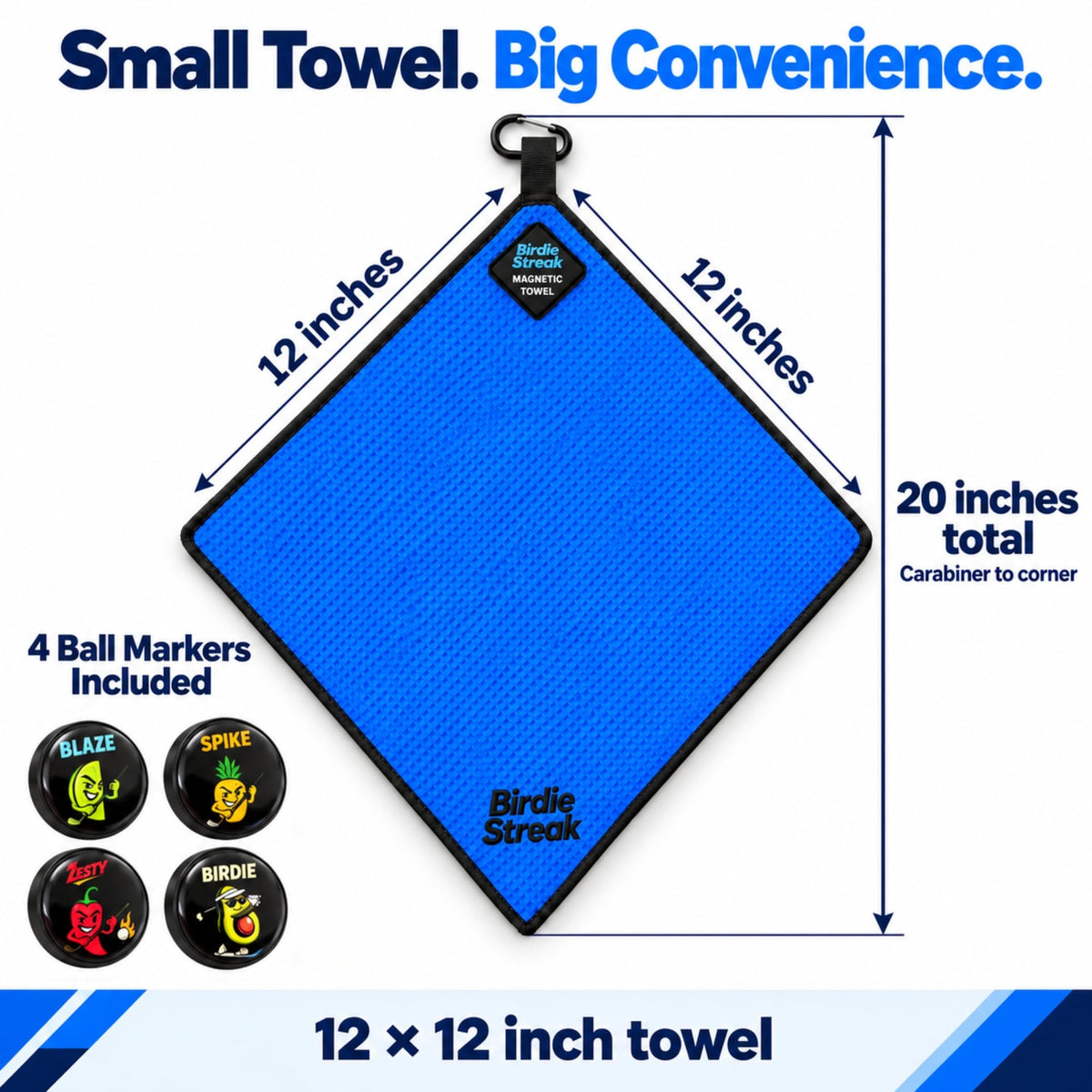 Birdie Streak Junior Magnetic Golf Towel – Blue – image 3