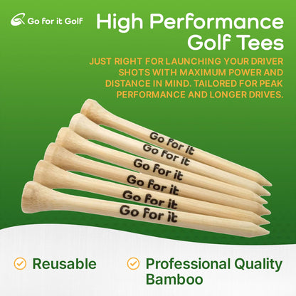 2 3/4 Golf Tees Golf Tees Made from Premium Bamboo for Strength, Low Friction & Resistance Golfing | Available in 2-3/4" (2.75")