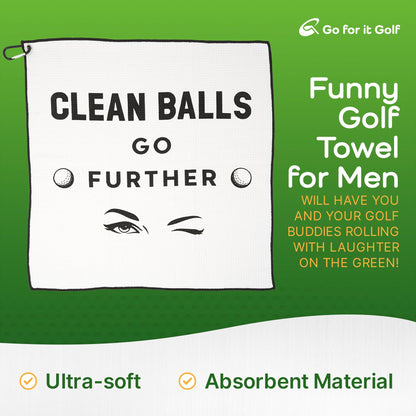 Golf Towel - Funny Golf Towel for Men, Golf Towel for Golf Bag, Golf Ball Towel, Golfers Accessories, Golf Club Cleaner for Golf Lovers - 19"x19" (Grey)