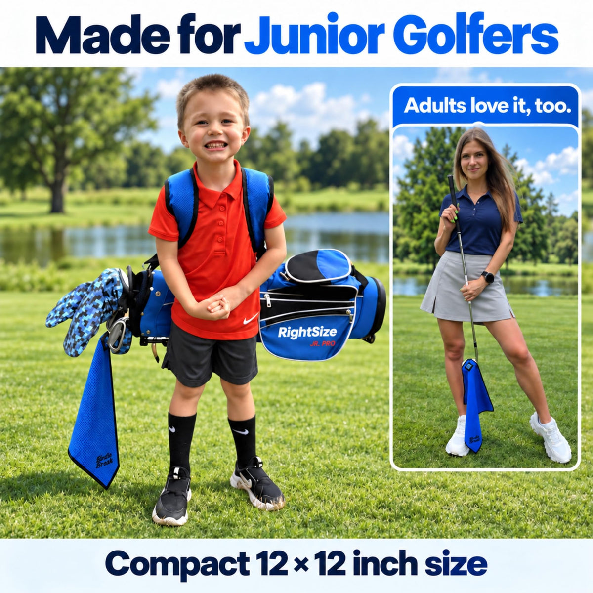 Birdie Streak Junior Magnetic Golf Towel – Blue – image 2