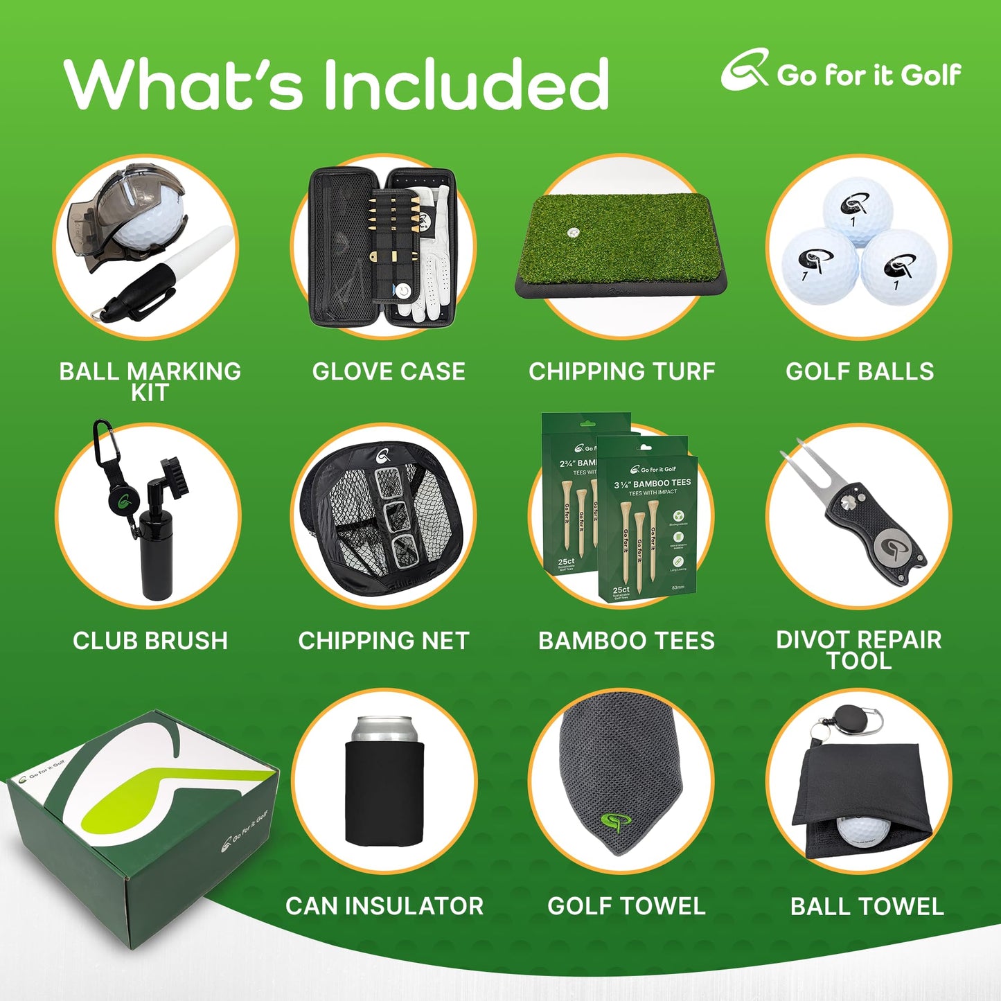 Gift Box - Ultimate Golf Kit Essentials for Men & Women, Premium Golfing Accessories, Golfer Training Tools & Gear - Signature Box (12 items)