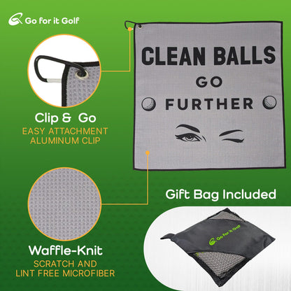 Golf Towel - Funny Golf Towel for Men, Golf Towel for Golf Bag, Golf Ball Towel, Golfers Accessories, Golf Club Cleaner for Golf Lovers - 19"x19" (Grey)