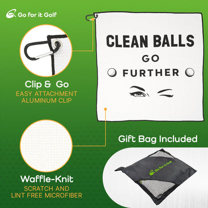 Golf Towel - Funny Golf Towel for Men, Golf Towel for Golf Bag, Golf Ball Towel, Golfers Accessories, Golf Club Cleaner for Golf Lovers - 19"x19" (Grey)