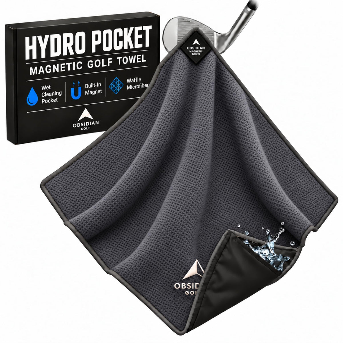 Hydro Pocket Magnetic Golf Towel – Gray