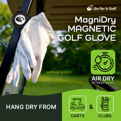 Men's Golf Glove Left Hand with Magnetic Strap, Cabretta Leather with Durable Elastic Wristband, Dry & Fresh Between Shots, Comfortable and Durable Design