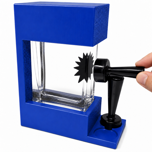 navy rectangular ferrofluid display - hand holding magnet
