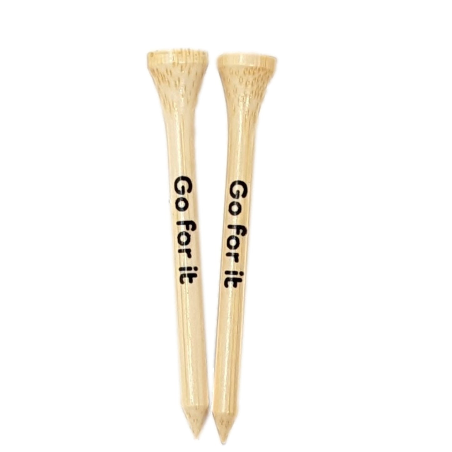 High Strength Wood "Go for it" Golf Tees 3.25" and 2.75" (15+15=30ct Case) Wholesale