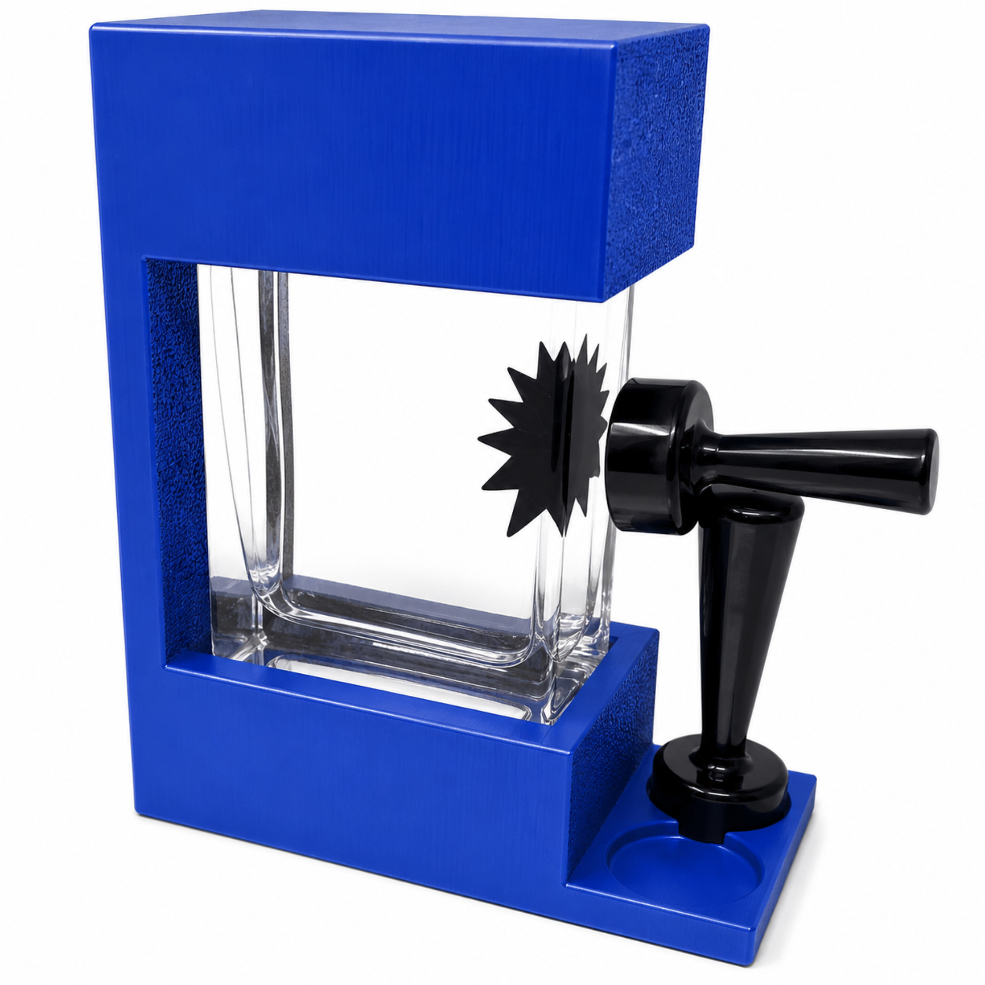 Blue STEM Source framed ferrofluid display with two magnetic wands